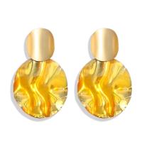 Enamel Zinc Alloy Drop Earring, gold color plated, for woman 57*30mm 