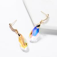 Glass Zinc Alloy Earring, with acrylic rhinestone & Glass, plated, fashion jewelry & for woman 