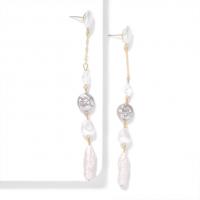 Boucle d'oreille en alliage de zinc en plastique perle, avec perle de plastique, Placage, bijoux de mode & pour femme, Vendu par paire