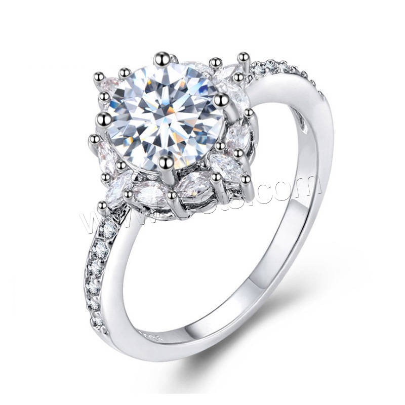 Anilo de dedo de latón, metal, chapado en platina real, diverso tamaño para la opción & para mujer & con diamantes de imitación, Vendido por UD