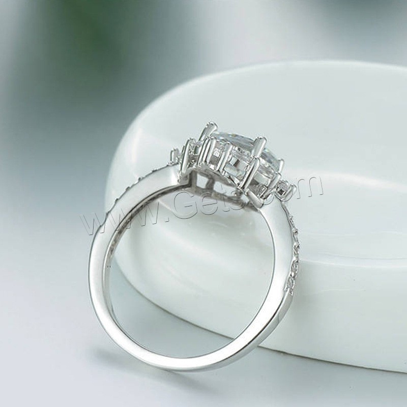 Anilo de dedo de latón, metal, chapado en platina real, diverso tamaño para la opción & para mujer & con diamantes de imitación, Vendido por UD