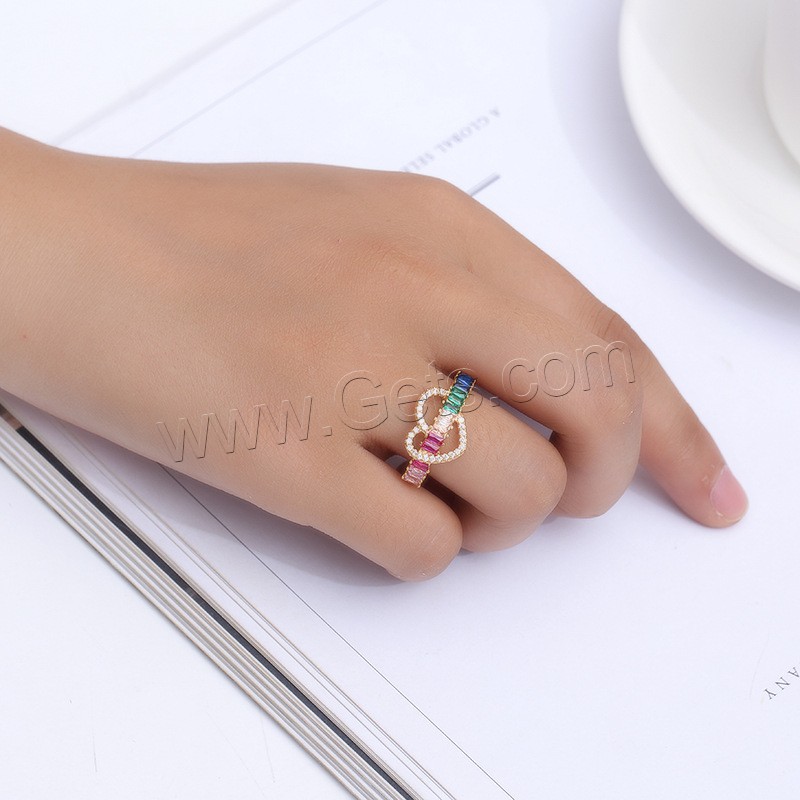 Цирконий Micro Pave Латунь палец кольцо, Другое покрытие, разный размер для выбора & инкрустированное микро кубического циркония & Женский, Много цветов для выбора, 3mm,25*15mm, продается PC