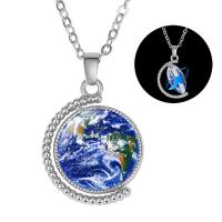 Zinc Alloy Necklace, with Glass, with 5cm extender chain, platinum color plated, time gem jewelry & Unisex & oval chain 20mm Approx 17.7 Inch 