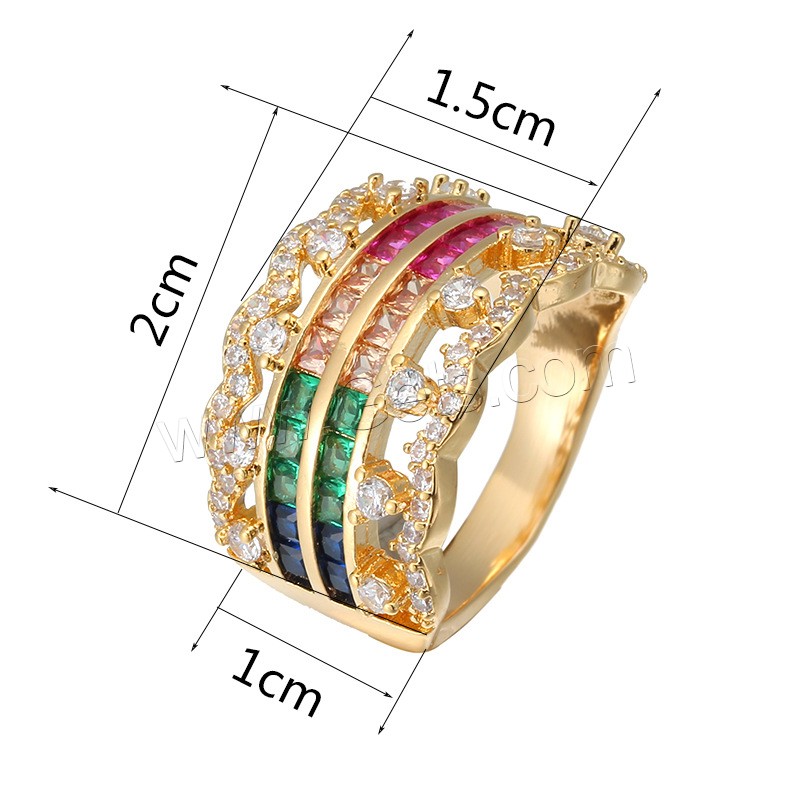 Цирконий Micro Pave Латунь палец кольцо, Другое покрытие, разный размер для выбора & инкрустированное микро кубического циркония & Женский, Много цветов для выбора, продается PC