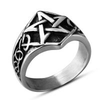 Titanium Steel Finger Ring, Unisex & blacken, 17mm 