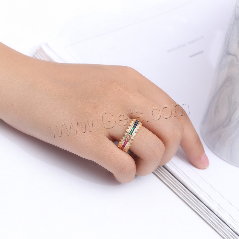 Zircon pavent l'anneau en laiton de doigt, Placage, normes différentes pour le choix & pavé de micro zircon & pour femme, plus de couleurs à choisir, 5mm,20*8mm, Vendu par PC
