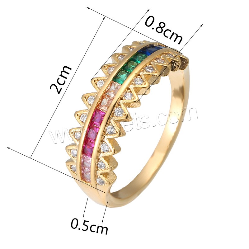 Zircon pavent l'anneau en laiton de doigt, Placage, normes différentes pour le choix & pavé de micro zircon & pour femme, plus de couleurs à choisir, 5mm,20*8mm, Vendu par PC