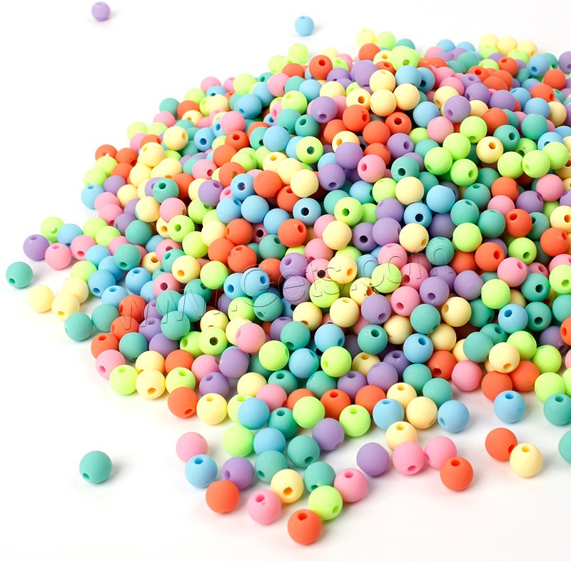 Frosted Acrylic Beads, Round, different size for choice, more colors for choice, Hole:Approx 1mm, Sold By Bag