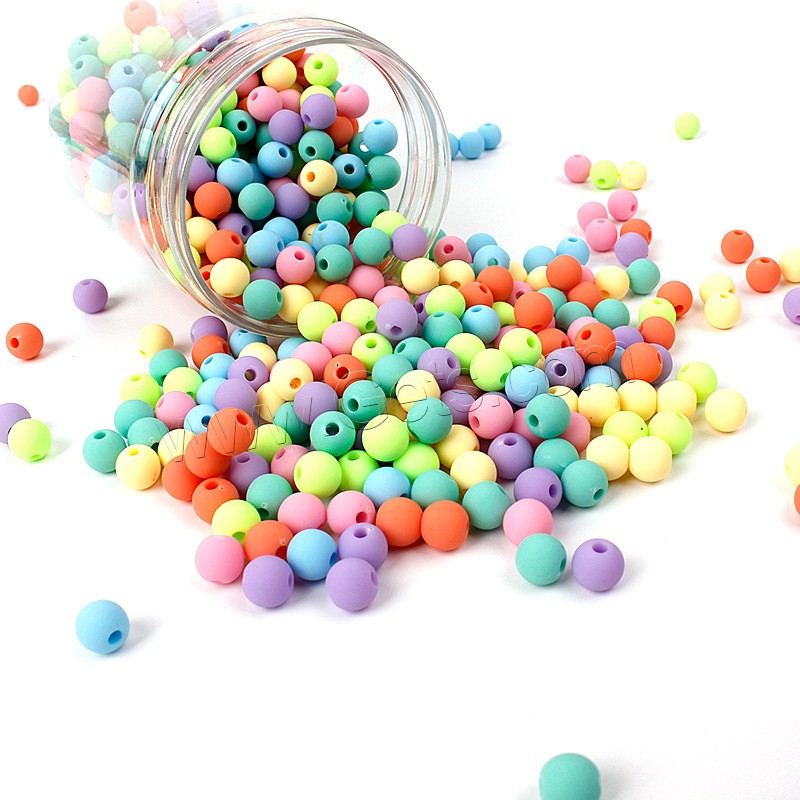 Perles acryliques dépolies, Acrylique, Rond, normes différentes pour le choix, plus de couleurs à choisir, Trou:Environ 1mm, Vendu par sac