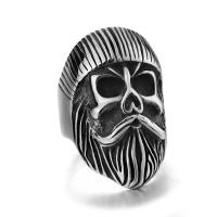 Titanium Steel Finger Ring, Skull & for man & blacken, 34mm 
