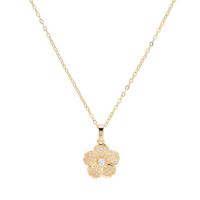 Rhinestone Brass Necklace, Flower, plated, oval chain & for woman & with rhinestone 15*23mm Approx 14.9 Inch 