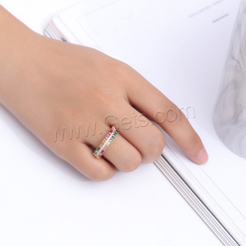 Цирконий Micro Pave Латунь палец кольцо, Другое покрытие, разный размер для выбора & инкрустированное микро кубического циркония & Женский, Много цветов для выбора, 20*5mm, продается PC
