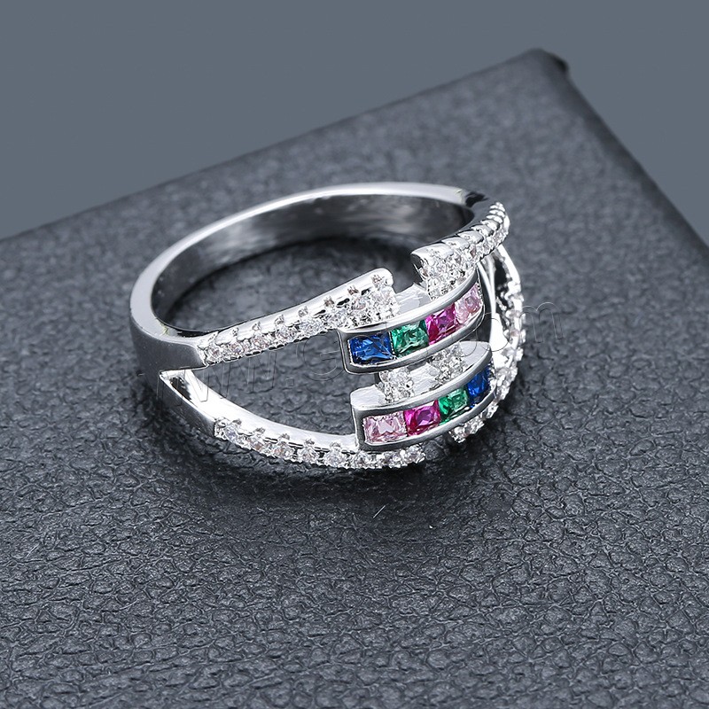 Латунное кольцо с стразами, Латунь, Другое покрытие, разный размер для выбора & Женский & со стразами, Много цветов для выбора, продается PC