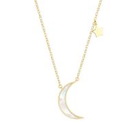 Brass Jewelry Necklace, with Shell, with 5cm extender chain, Moon and Star, gold color plated & oval chain & for woman, 8.4mm,15*24mm Approx 15.9 Inch 