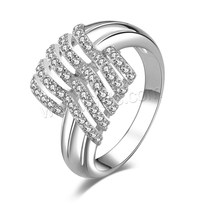 Cubic Zirconia Micro Pave Brass Finger Ring, plated, different size for choice & micro pave cubic zirconia & for woman, more colors for choice, Sold By PC