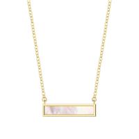 Brass Jewelry Necklace, with Shell, with 5cm extender chain, Rectangle, plated & oval chain & for woman, 25*5.8mm Approx 16 Inch 