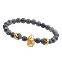 Cubic Zirconia Micro Pave Brass Bracelet, with Labradorite, Helmet, plated, Unisex & micro pave cubic zirconia Approx 7.09-7.88 Inch 