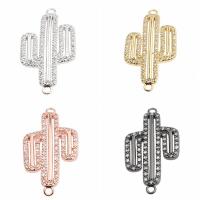 Cubic Zirconia Micro Pave Brass Connector, Opuntia Stricta, plated, micro pave cubic zirconia & 1/1 loop Approx 1mm 