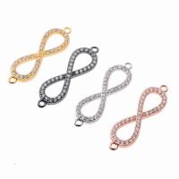 Cubic Zirconia Micro Pave Brass Connector, Infinity, plated, micro pave cubic zirconia & 1/1 loop & hollow Approx 1mm 