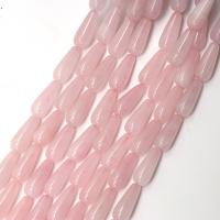 Natürliche Rosenquarz Perlen, Tropfen, poliert, DIY, Rosa, 8x20mm, Länge:ca. 15 ZollInch, ca. 19PCs/Strang, verkauft von Strang
