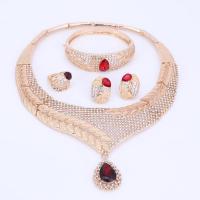 Rhinestone Zinc Alloy Jewelry Set, Stud Earring & bangle & finger ring & necklace, with Glass, plated, for woman & with rhinestone 12.5cm,  6.2cmuff0c uff0c 1.8cm uff0c 