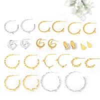 Brass Earring Stud Component, plated, with loop 