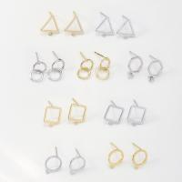 Brass Earring Stud Component, plated, DIY & with loop 