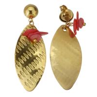 Boucle d'oreille goutte inox, acier inoxydable, avec Acrylique, Placage de couleur d'or, bijoux de mode & pour femme, 48mm Vendu par lot