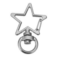 Zinc Alloy Key Clasp, Star, platinum color Approx 