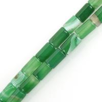 Abalorios de Ágata de Encaje, Columna, verde, 8x12mm, agujero:aproximado 1.5mm, longitud:aproximado 15.5 Inch, 31PCs/Sarta, Vendido por Sarta