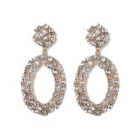Rhinestone Brass Drop Earring, gold color plated, for woman & with rhinestone, nickel, lead & cadmium free, 77*36mm 