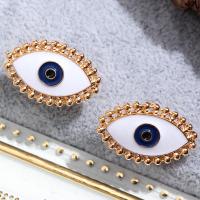 Brass Stud Earring, Eye, gold color plated, for woman & enamel, 15*24mm 