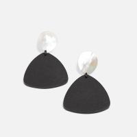 Wood Drop Earring, with White Shell, plated, fashion jewelry & for woman 75*47mm 
