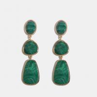 Glass Zinc Alloy Earring, with Glass, gold color plated, for woman & faceted, green, nickel, lead & cadmium free, 83*20mm 