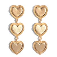 Brass Drop Earring, Heart, gold color plated, for woman & enamel nickel, lead & cadmium free, 61*18mm 