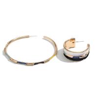 Brass Asymmetric Stud Earrings, plated, fashion jewelry & for woman & enamel 