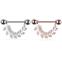 Stainless Steel Nipple Ring, plated, for woman & with rhinestone 21*19mm 