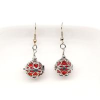 Brass Drop Earring, with Lampwork, platinum plated, Could be filled with liquid & for woman 15*75mm 
