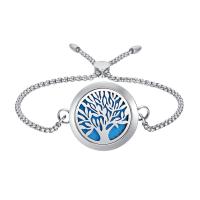 316L Stainless Steel Aromatherapy Bracelet, Tree, Unisex & adjustable & box chain, original color Approx 7.5 Inch 