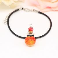 Lampwork Aromatherapy Bracelet, with PU Leather Cord & Brass, with 5cm extender chain, platinum color plated, Could be filled with liquid & Unisex 14*31mm Approx 7 Inch 