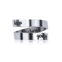 Titanium Steel Cuff Finger Ring, Unisex & with letter pattern, original color, 4.5*1.5mm, US Ring 