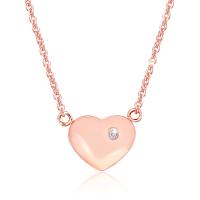 Titanium Steel Jewelry Necklace, Flat Heart, rose gold color plated, oval chain & for woman & with rhinestone, 11.5*9.7mm Approx 15.7 Inch 