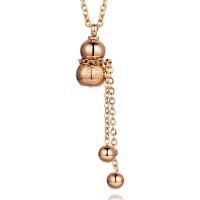 Collier de bijoux de titane, Acier titane, avec 5cm chaînes de rallonge, calebasse, Plaqué de couleur d'or rose, unisexe & chaîne ovale Environ 17.7 pouce, Vendu par brin