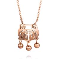 Titanium Steel Jewelry Necklace, with 5cm extender chain, Longevity Lock, rose gold color plated, oval chain & for woman Approx 17.7 Inch 