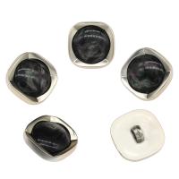 Botón de caña de aleación de cinc, aleación de zinc, con resina, chapado en color de platina, Negro, 23x11x5mm, agujero:aproximado 3mm, 100PCs/Bolsa, Vendido por Bolsa