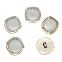 Zinc Alloy Shank Button, with Resin, platinum color plated, DIY, white Approx 2mm 