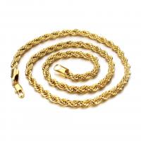 Латунь Ожерелье цепь, Позолоченные 24k, Французская веревочной цепь & ювелирные изделия моды & DIY & Мужский, 6mm, длина:Приблизительно 24 дюймовый, продается Strand