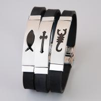Silicone Stainless Steel Bracelets, with Silicone, polished, fashion jewelry & Unisex 10mm Approx 8.66 Inch 
