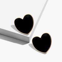 Brass Stud Earring, Heart, stoving varnish, fashion jewelry & for woman nickel, lead & cadmium free, 29*30mm 