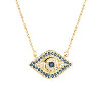 Cubic Zircon Micro Pave Brass Necklace, Eye, gold color plated, micro pave cubic zirconia & for woman, nickel, lead & cadmium free, 25*15mm 